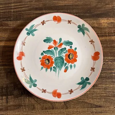 Hand Painted Hungary Decorative Orange Flowers Folk Wall Plate • $32