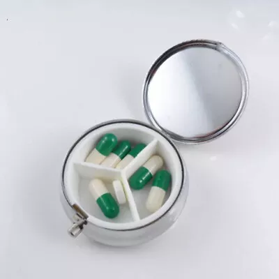 UK Pill Container Pill Box Tablet Holder Medicine Metal Case Round • £2.61