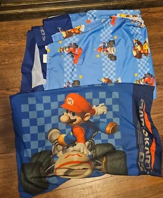 Mario Brothers Twin Flat Bed Sheet And 1 Pillow Case 2010 Nintendo  • $19.99