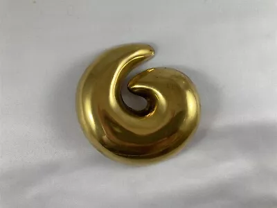 Steven Vaubel Brooch Large Modernist Puffed Swirl Gold Tone Signed  • $89.99