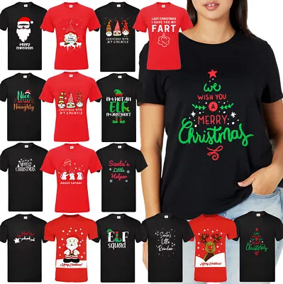 Mens Novelty Xmas T Shirt Unisex Womens Santa Reindeer Ladies Christmas T-Shirts • £5.49