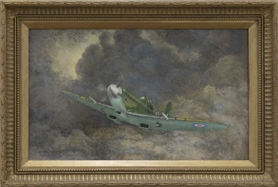 £180 • Buy Kenneth Child - Framed Contemporary Acrylic, Spitfire In Flight