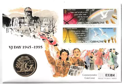 15/8/1995 Gibraltar Coin Cover - VJ Day 1945 - 1995 • £11.99