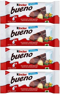 4 X Kinder Bueno Chocolate Bar Hazelnut Chocolate Treat Easter Work Kids School • $19.99