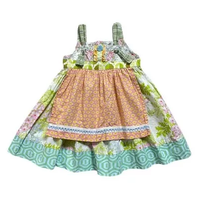 Matilda Jane Platinum Girls Floral Knot Apron Dress Size 4 • $50