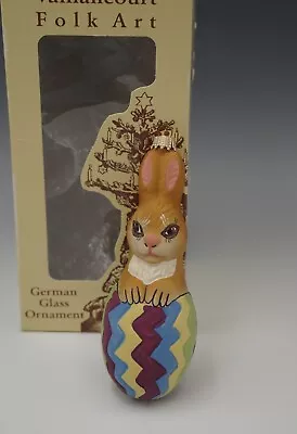 $45 • Buy Vaillancourt Folk Art 1999 Bunny Rabbit In Egg Easter Glass Ornament Germany Mib