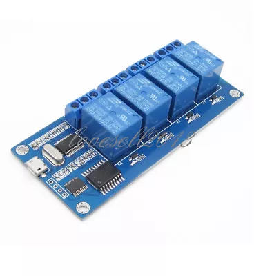 1X MICRO USB 5V 4-Channel Relay Module USB Control Relay Module Serial Port • $6.98