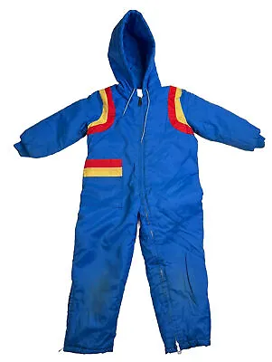 Vtg 70s 80s Kids Sears Hooded Snowmobile Ski Winter Snow Suit Coveralls Size 5 • $39.99