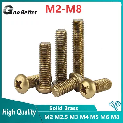 £1.80 • Buy M2 M2.5 M3 M4 M5 M6 M8 Solid Brass Phillips Pan Head Machine Screws Bolt DIN7985