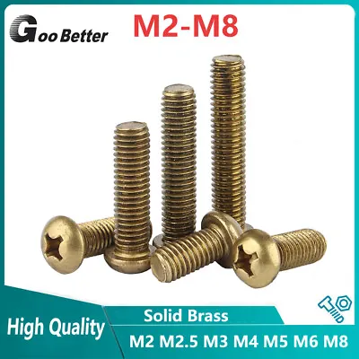 M2 M2.5 M3 M4 M5 M6 M8 Solid Brass Phillips Pan Head Machine Screws Bolt DIN7985 • £1.44