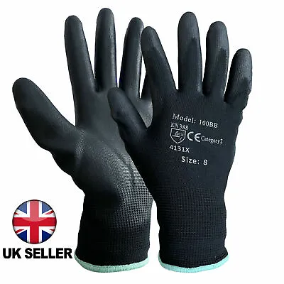 £120 • Buy 240 Pairs Black Pu Coated Work Gloves Builders Mechanic Construction Safety Grip