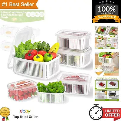 Airtight Fruit And Veggie Storage Bins Set - 5-Pack Produce Containers With Lids • $31.33