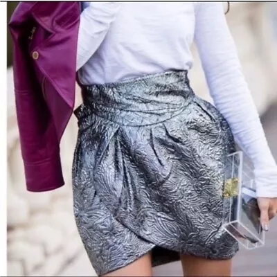 Isabel Marant Pour H&M Silver Tulip Mini Skirt Size 2 • $45