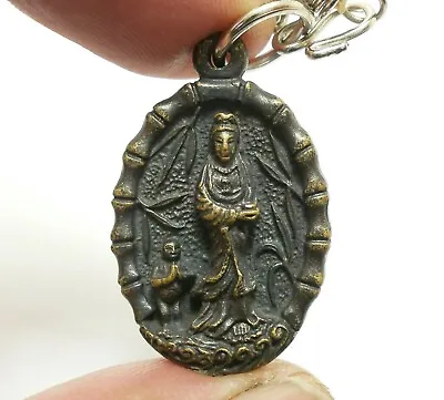 Guan Yin Lp Toh Blessed 1975 Kuan Quan Im Mercy God Lucky Rich Pendant Necklace • $30.08