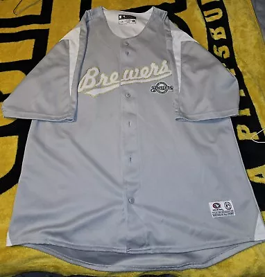 Milwaukee Brewers Authentic MLB Baseball Jersey Size Large Gray Blank Blemished • $15