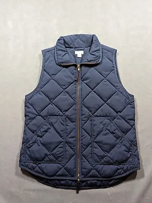 J Crew Vest Women's Medium Blue Excursion Polyester Duvet Sleeveless Full Zip • $17.49