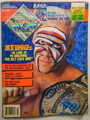 WCW MAGAZINE July 1992 VG Sting  As Long As I'm Breathing  Cover (No Poster) • $13.80