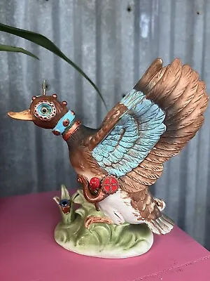 Porcelain Bird Folk Art Figurine Altered Steampunk Watcher Warrior Artwork • $89