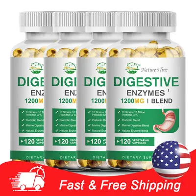 Nature's Live Digestive Enzymes Capsules 1200mg Digestive Health Supplement USA • $61.58