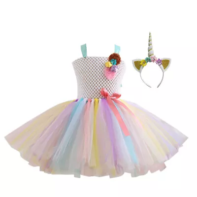 Rainbow Dress Girl Rainbow Dress Headwear Ballet  Skirt Kids • £16.91