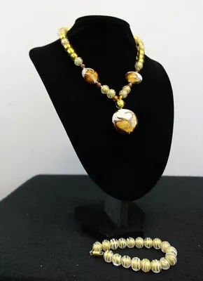 Murano Style Art Glass 9 Carat Gold Necklace And Bracelet • £20