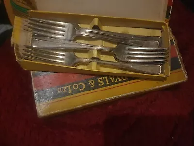  6 X Vintage James Ryals Cutlery Silver Plate Forks Table Boxed Dessert • £10