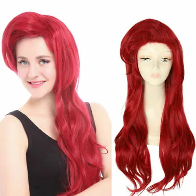 The Little Mermaid Ariel Cosplay Wig Princess Long Dark Red Styled Wavy Hair • $26.21