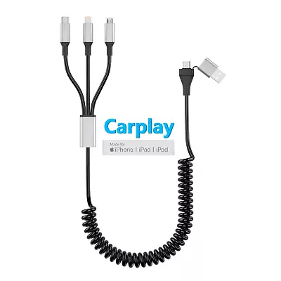 Coiled USB C To Lightning Cable For Apple Carplay[Mfi Certified]Multi 5 In 1... • $25.94