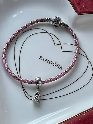$28.31 • Buy Pandora Single Leather Bracelet And Silver Rabbit Charm: Preloved