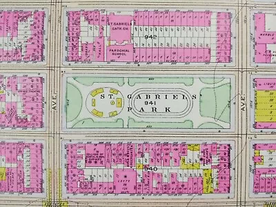 Antique 1916 ST GABRIELS PARK MANHATTAN NEW YORK CITY Map ST VARTAN PARK BROMLEY • $228.78