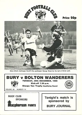 £1.20 • Buy 1988 Bury V Bolton Wanderers [Sherpa Van Trophy]
