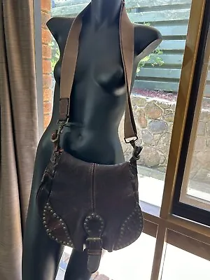 Campomaggi Bag Jigsaw Brown Leather Saddle Shoulder Stud Satchel Bag Handbag • $200