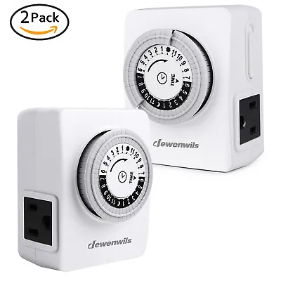 DEWENWILS 2 Pack Indoor Plug In Light Timer 24-Hour Mechanical Outlet Timer • $12.74