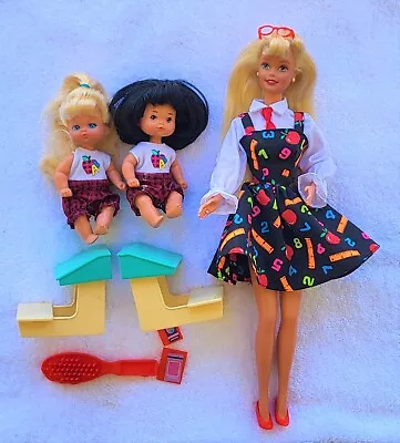 £21.42 • Buy Vintage Barbie Doll Teacher Barbie Doll Classroom Students Desks Lot