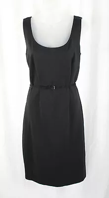 Max Mara Women's Black Scoop Neck Belted Waist Sleeveless Dress Size 46 US 12 • $29