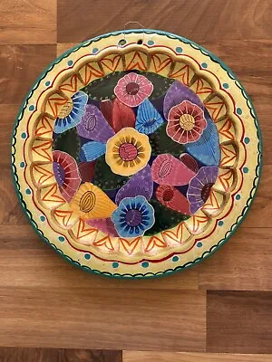 Vintage Talavera Plate/Wall Art Mexican Pottery Folk Art Vivid Colors • $13