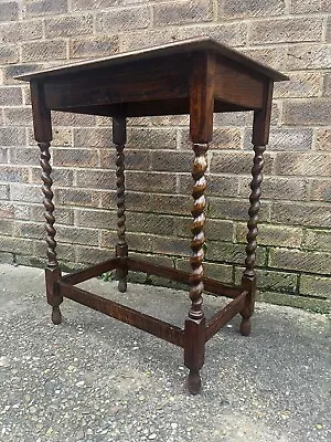 Antique Wooden Edwardian Barley Twist Hall Console Telephone Table - Oak Side • £89.99