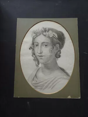 French School Ca. 1810 - Portrait Young Woman - Fine Neoclassical Charcoal • $22.50