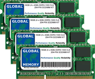 16GB 4x4GB DDR3 1333MHz PC3-10600 204-PIN SODIMM IMAC MID 2010-MID 2011 RAM KIT • £72