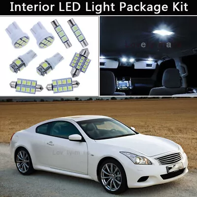 9PCS White LED Interior Lights Package Kit Fit 2008-2014 Infiniti G37 Coupe J1 • $10.42