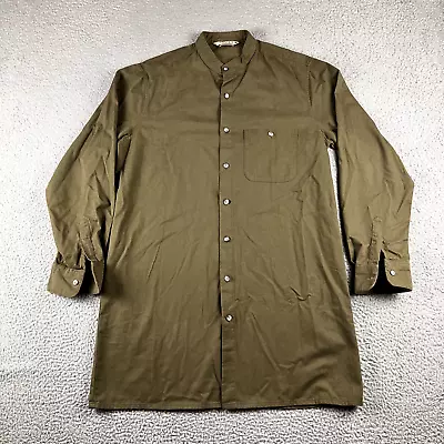 Shukr Shirt Adult Small Islamic Military Green Button Up Long Sleeve Band Collar • $23.96