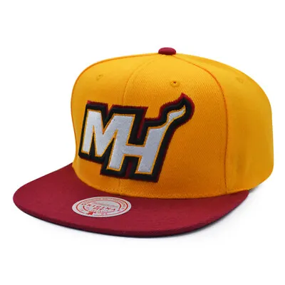 Miami Heat Mitchell & Ness 2TONE CLASSIC CORE Snapback NBA Hat= Burnt Orange • $31.95