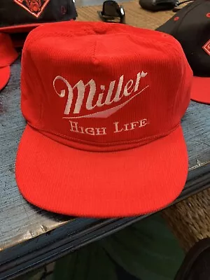 Miller High Life Vintage Hat Cap Corduroy Red Brewing Company Snap Back NOS NEW • $30.99