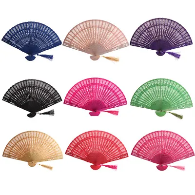 £3.72 • Buy Wedding Hand Fragrant Party Carved Bamboo Folding  Fan Chinese Wooden Fan