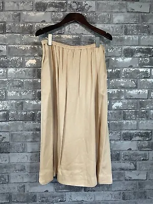 John Lewis Midi Skirt Beige Gold 16 Elasticated Waist Pockets Womens • $53.61