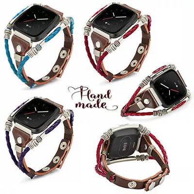 Handmade Leather Wristband Band Strap Bracelet For Fitbit Versa 3 / Sense • $19.79