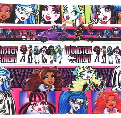 Grosgrain Ribbon 7/8  & 1  5 Yard Mixed Lot Monster High WHOLESALE USA SELLER • $5.75