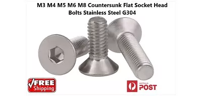 M3 M4 M5 M6 M8 Countersunk Flat Socket Head Bolts Stainless Steel G304 • $7