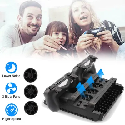 $30.95 • Buy For PS4 Pro/Slim Console Vertical Stand Controller Charging Dock +Cooling Fan AU