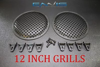 2 12 Inch Steel Speaker Sub Subwoofer Grill Mesh Cover W/ Clips Screws Glkt-12 • $24.95